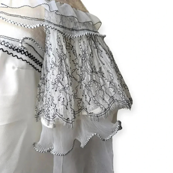 Self-Portrait Blouse Size Small Long Sleeves Bridal Kate Middleton - Picture 4 of 14